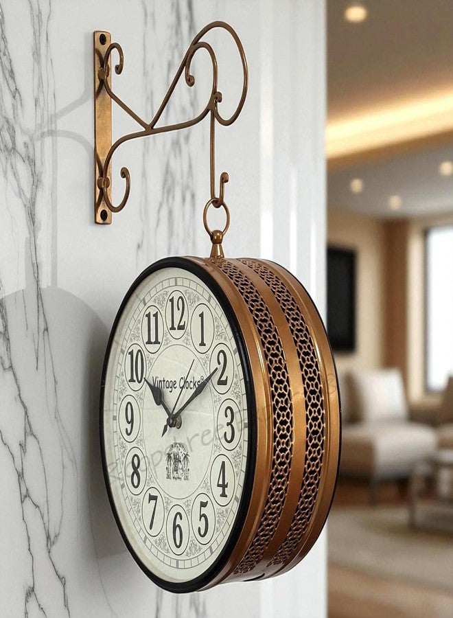 Vintage Clock Handcrafted Double Side Rose Gold Wall Clock 1 Year Warranty / 6601-10-HH - Image 3
